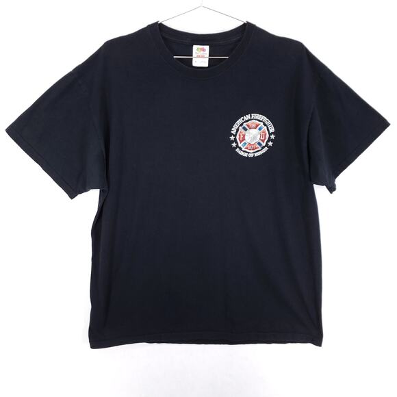 American Firefighter T Shirt Mens Extra Large Black Badge Of Honor Crew Neck Tee - Picture 3 of 7